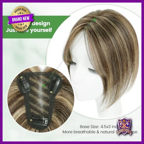 10 Inch Human Hair Topper Swiss Lace Base Hairpiece for Thinning Hair main image 4